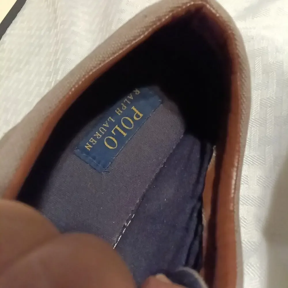Polo Ralph Lauren Boat Shoes Brown canvas embroidered logo casual comfort shoe
